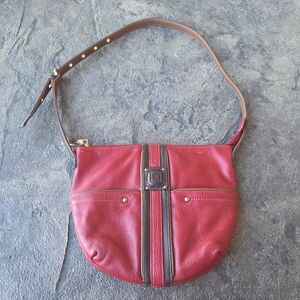 Stone Mountain Accessories Red and Brown Genuine Leather Shoulder Bag